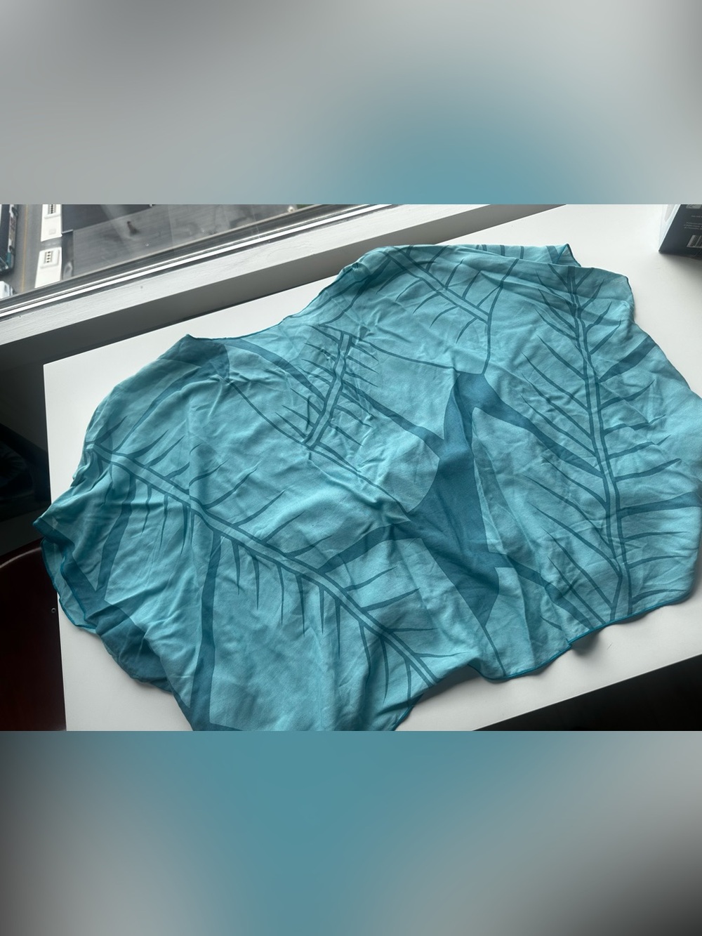 Teal Leaf-Print Circle Skater Top